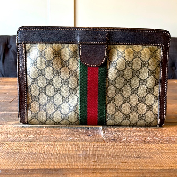 Gucci Brown and Green Cosmetic Bag - Picture 1 of 14